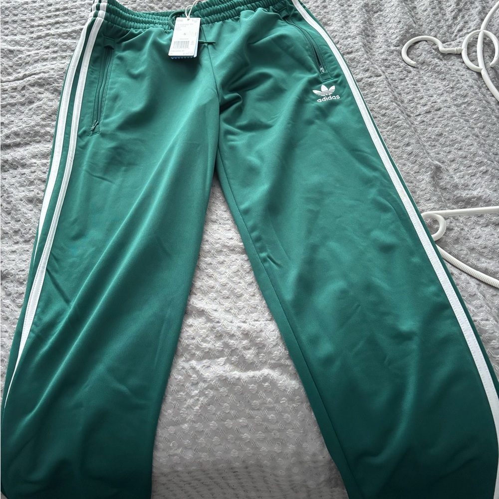 Adidas Teal Track Jacket with White Stripes - Picture 3 of 4